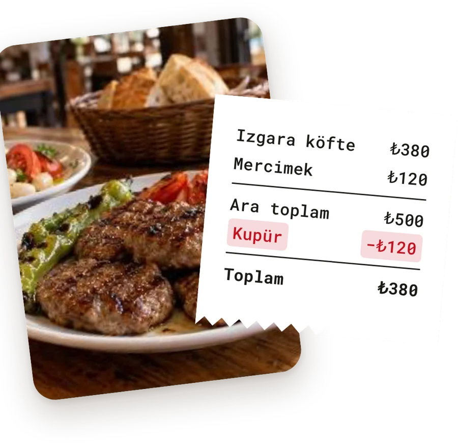 Adisyonda Kupür indirimi: Toplam 500 TL yerine 380 TL